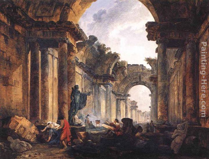 Hubert Robert Imaginary View of the Grande Galerie in the Louvre in Ruins